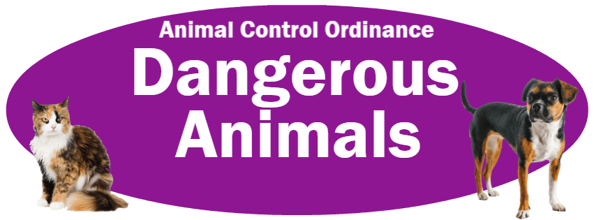 CLICK HERE to read the Dangerous Animals section of the Animal Control Ordinance