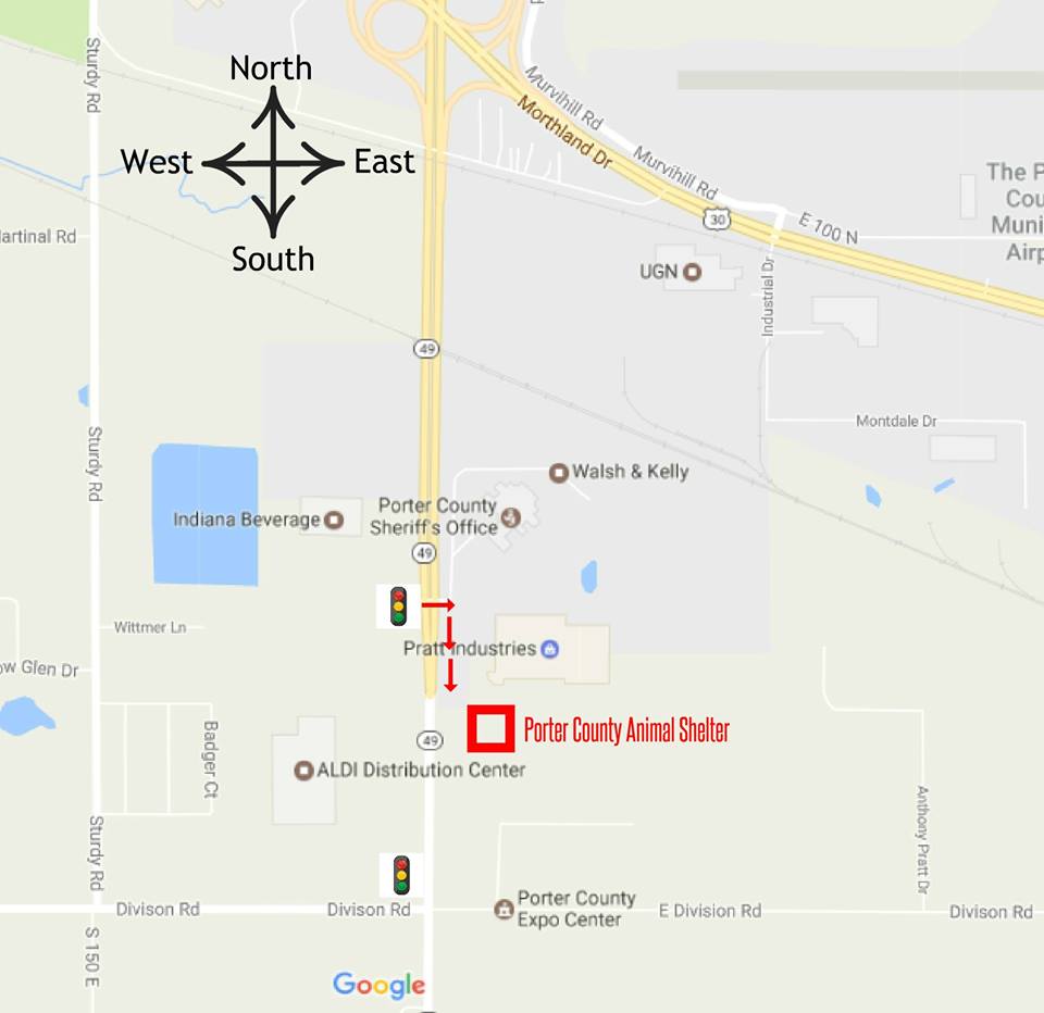 Map To Porter County Animal Shelter