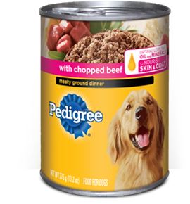 Can of Pedigree Meaty Ground Dinner With Chopped Beef